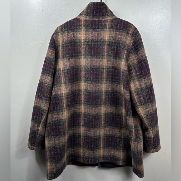 Pendleton Women’s Wool Coat Brown and Maroon Plaid Size XL - Picture 4 of 9